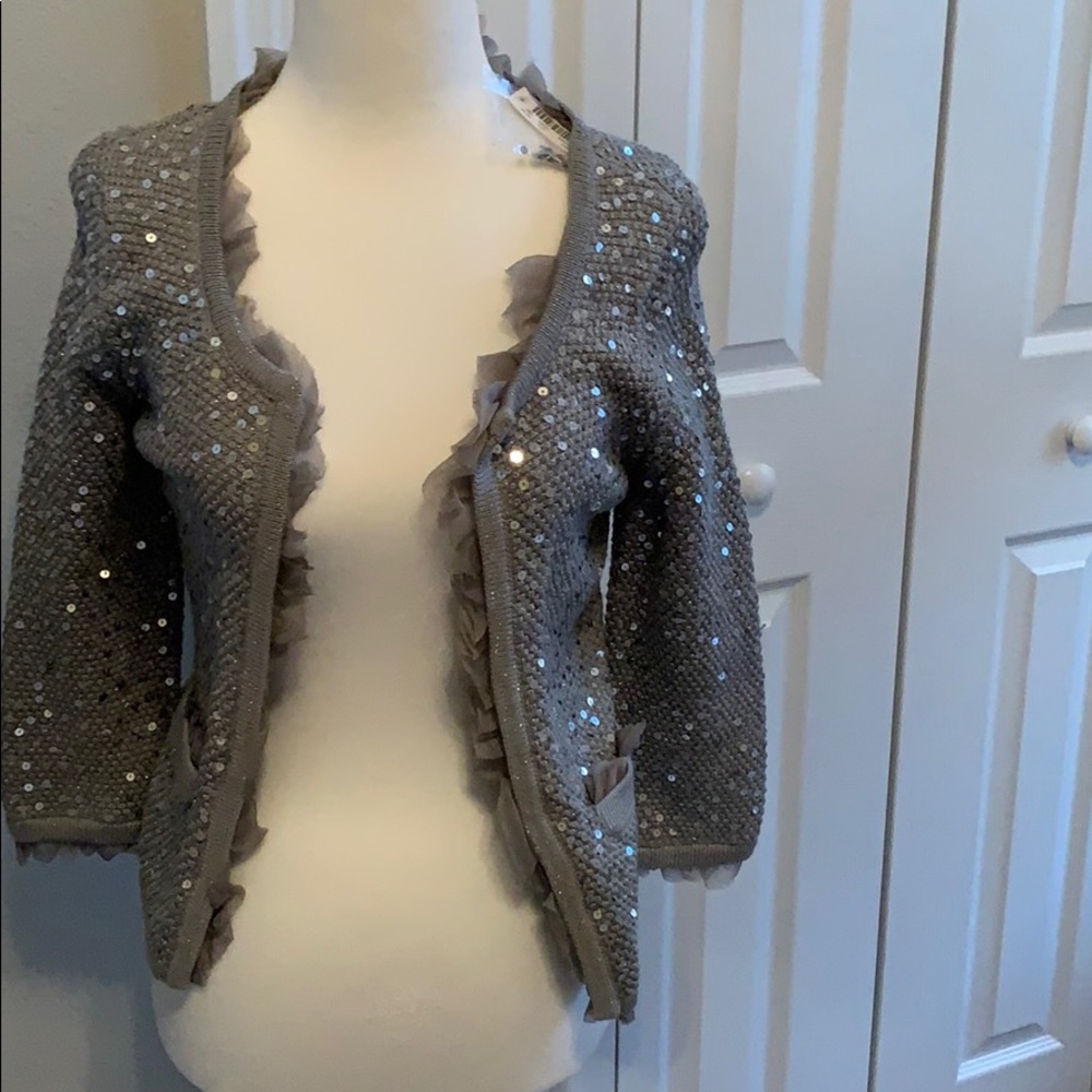 White House Black Market silver ruffled blazer